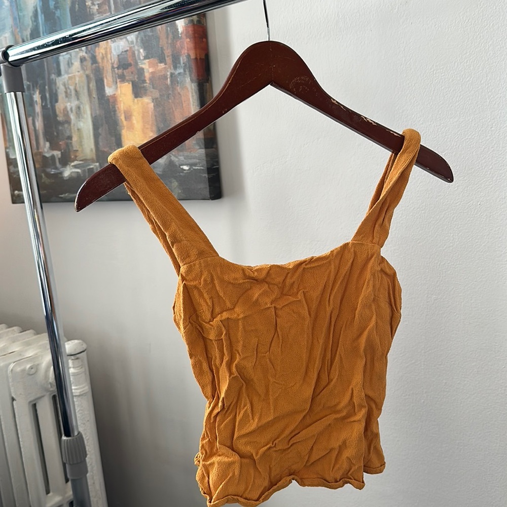 Reformation Yellow Square Neckline Crop Top